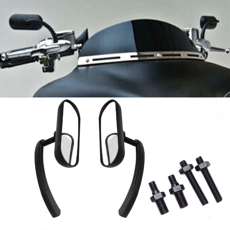 Black Billet Mini Oval Motorcycle Mirrors For Harley Softail Sportster