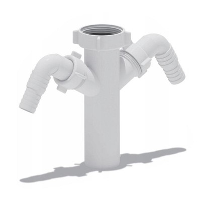 Drain Waste Trap Pipe Connector 1 1/2" BSP x 40mm with Double Dishwasher Input