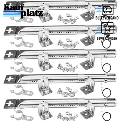 Universal Edelstahl Brenner 31-45cm 5er Set für Grillgeräte