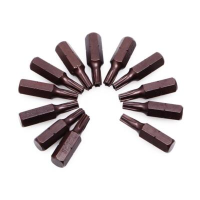 12Pcs T20 1/4'' Hex Shank Magnetic Torx Security Screwdriver Bits With Hole 25mm