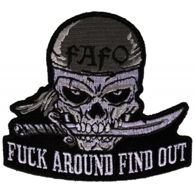 Patch (Iron-On or Sew-On), F**k Around Find Out Skull Patch, 4'' x 3.5''