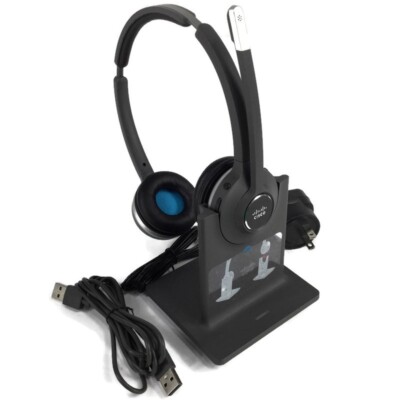 Cisco CP-HS-WL-562-S-US Wireless Binaural Headset 562 w/ A/C Adapter & USB Cable