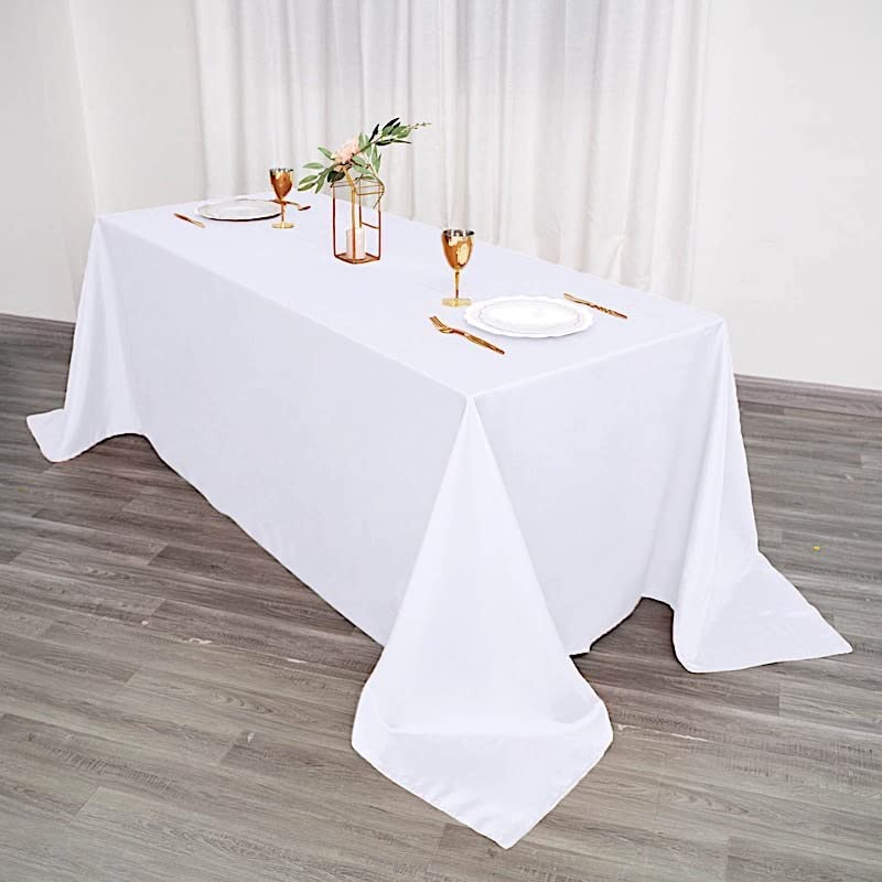 Balsacircle 6 Pcs 90X132-Inch White Rectangle Polyester Tabl