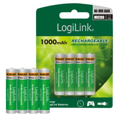 4x LogiLink Akku AAA 1000 mAh Micro Accu NiMH Batterien z.B. Telefon Spielzeug