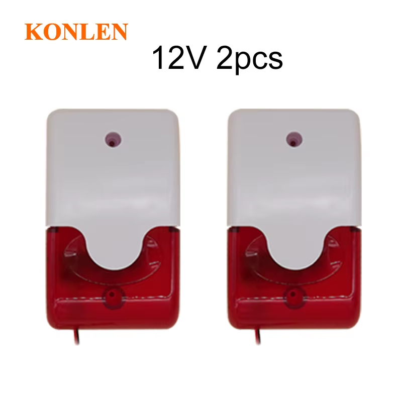 Wired Strobe Siren Alarm DC9V 12V Home Sound and Red Flash Horn Alarming Securit