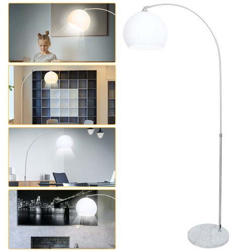 Bogenleuchte Schirm Standleuchte Retro Ø25cm Stehlampe 130-180cm LED weiß