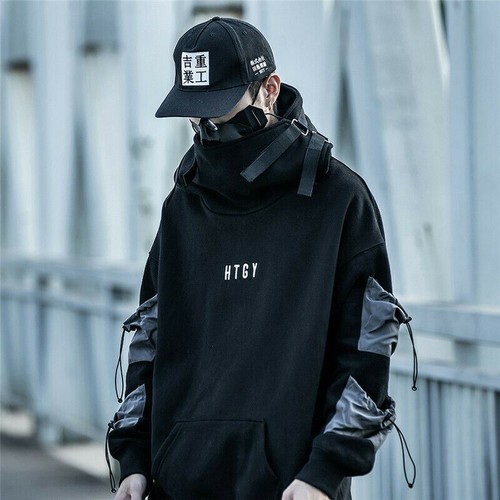Niepce Black HTGY Hoodie Urban Techwear Japanese Streetwear Pullover Sweatshirt