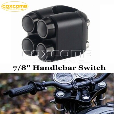 7/8'' Motorcycle Handlebar 4-Button Control Switch Latch Momentary for Cafe Racer