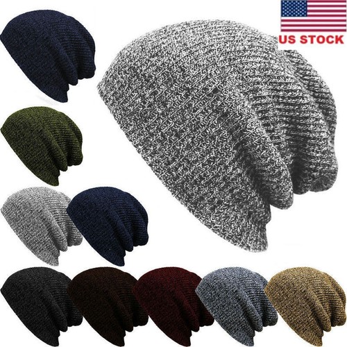 US Men Women Knitted Woolly Winter Oversized Slouch Beanie H