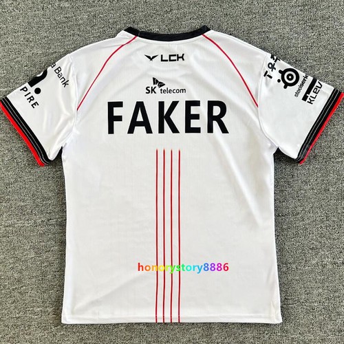 ウェア 2024 T1 Worlds Uniform Jersey Faker LOL 2024 LCK TeamT1 Uniform Jersey S14 Faker Short Sleeve