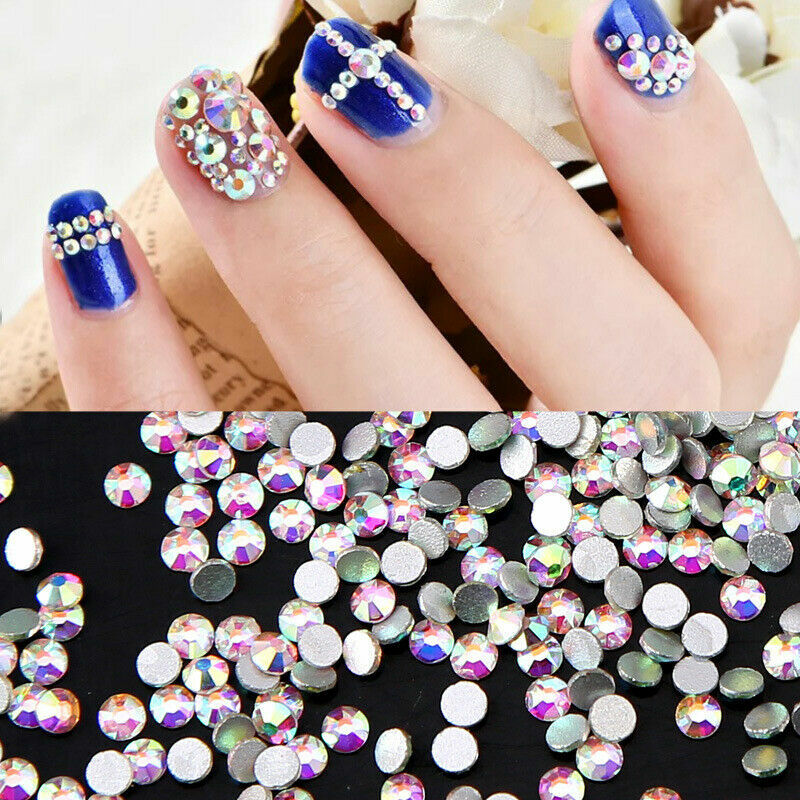 Crystal AB Rhinestones Nail Art Glitter Glass Flatback Gems 3D Tips Decoration