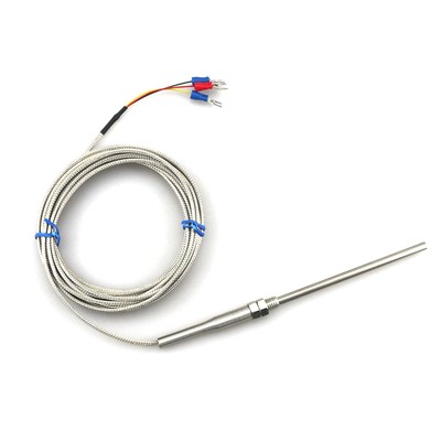PT100 Temperature Controller Sensor Probe 2m RTD Cable 3 Wires Stainless Steel