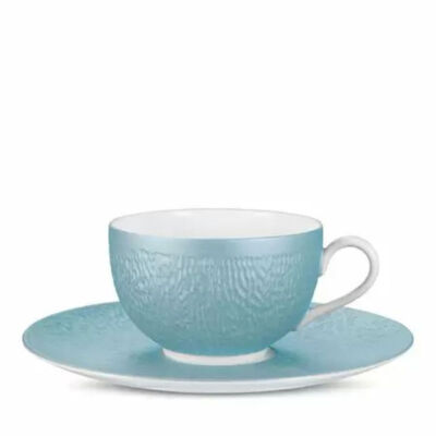 Raynaud Mineral Irise Tea Cup and Saucer Plate, Sky Blue,