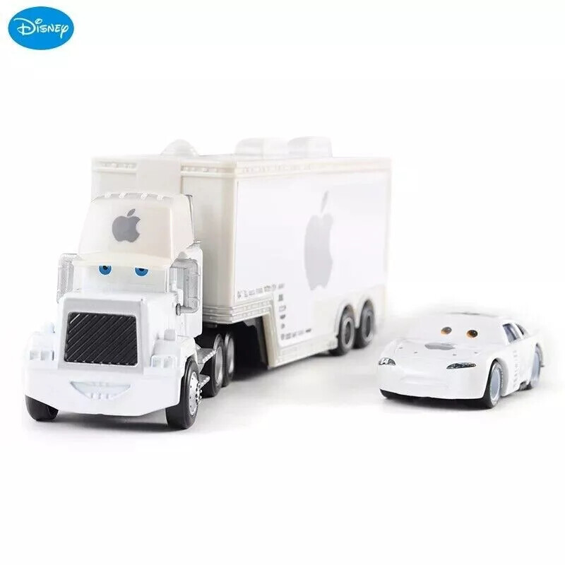 Set of 2 Disney Pixar Cars 1:55 No.84 White Apple Hauler Truck