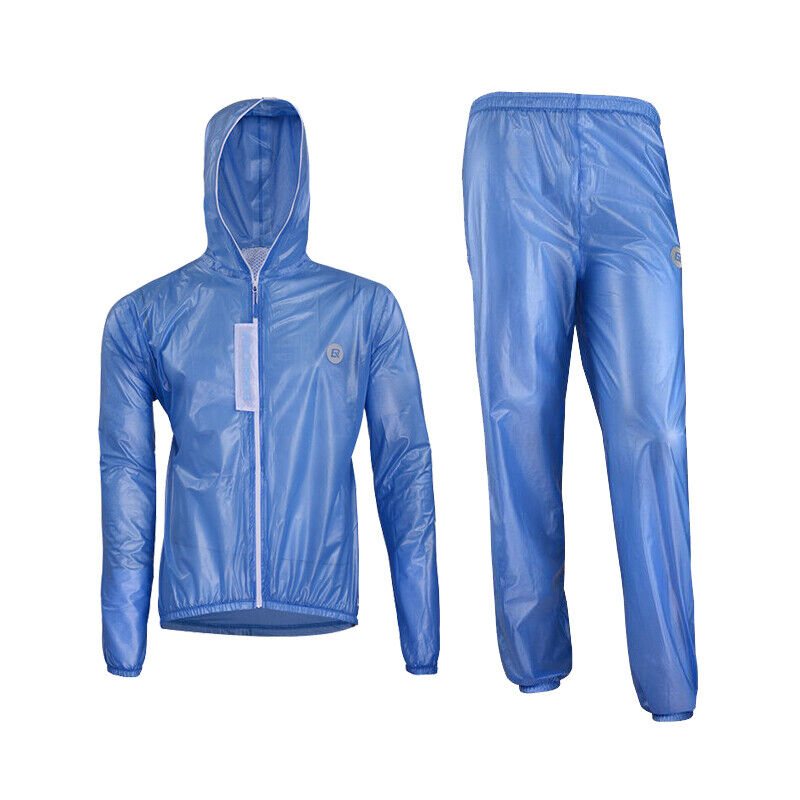 ROCKBROS Regenanzug Fahrrad Regenjacke/Hose Wasserdicht Atmungsaktiv Blau M-4XL