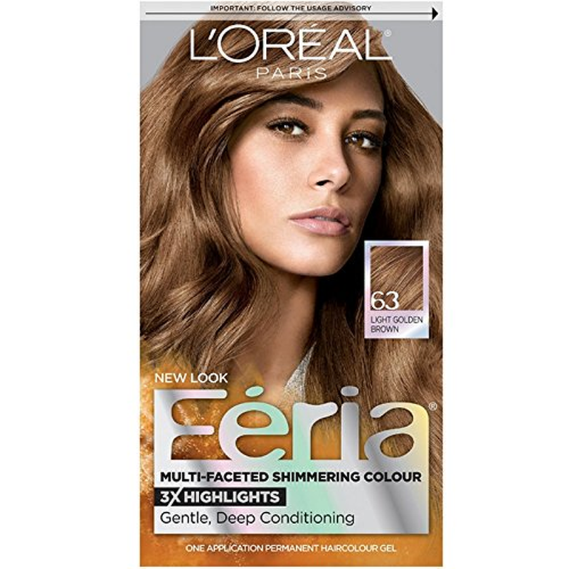 Feria Multi-Faceted Shimmering Permanent Hair Color, 63 Sparkling Amber (Light G