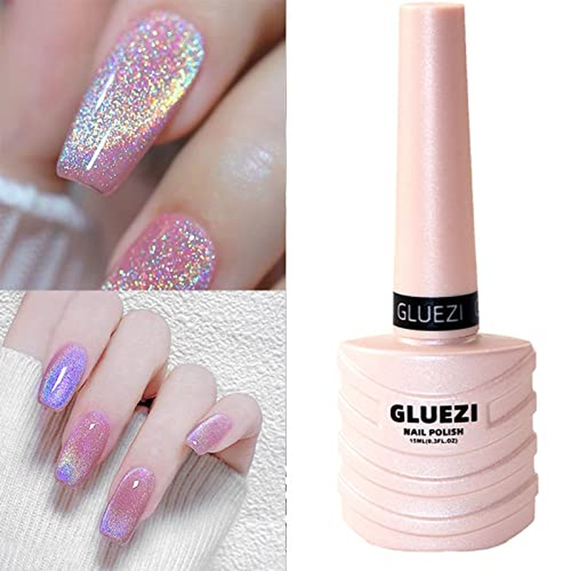 Gel Polish 15ml/0.5fl oz Holographic 9D Cat Eye Shiny Glitter Soak Off Nail Poli