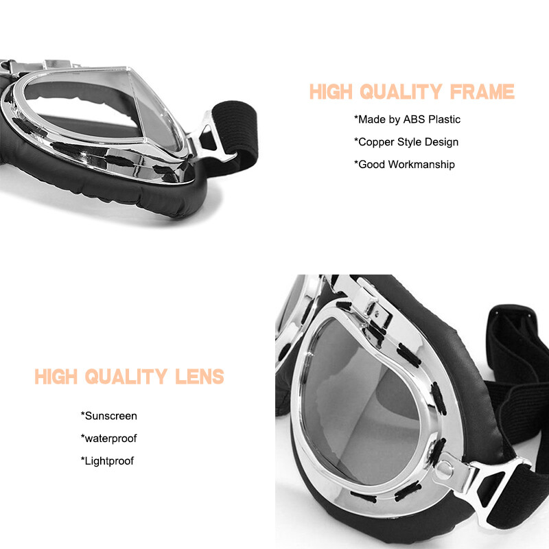 Retro Vintage Aviator Pilot Motorcycle Cruiser Scooter Biker Goggles For BMW