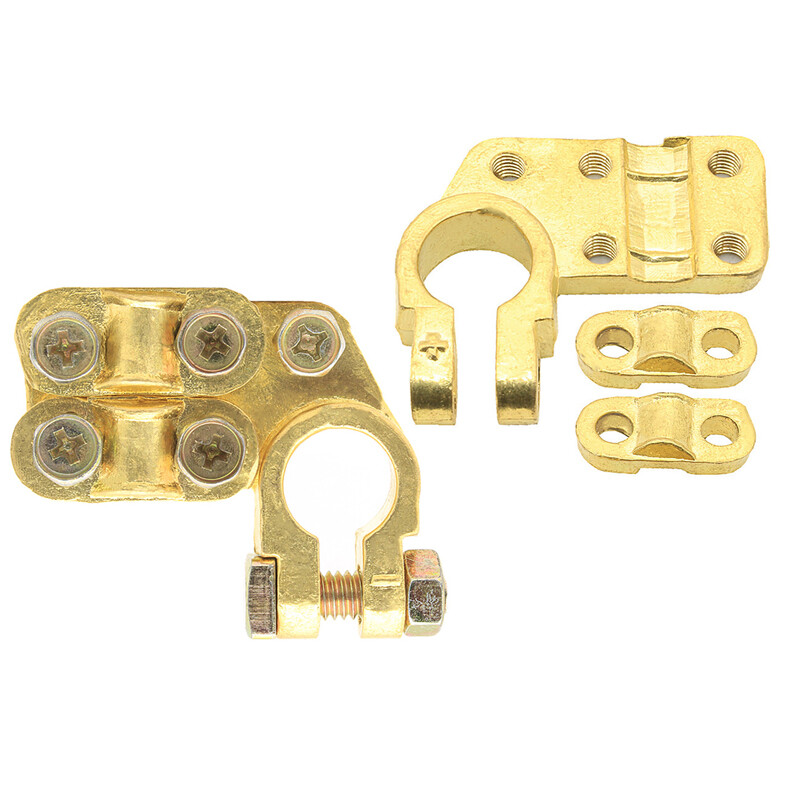 2x Brass Heavy Duty Battery Top Post Cable Terminal Wire Terminals 5 Screw M6/M8