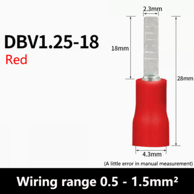 Red Yellow Blue DBV Pre-Insulated Blades - Electrical Crimp Connector Terminals