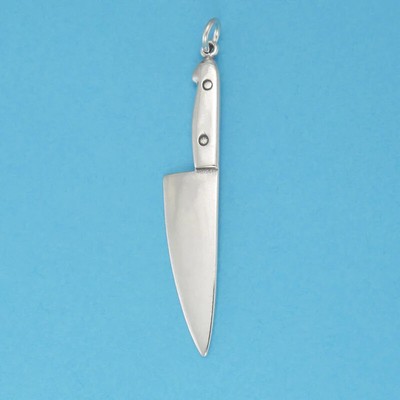 CHEF'S KNIFE 3-D CHARM - 22k Gold Vermeil or .925 Sterling Silver- USA MADE