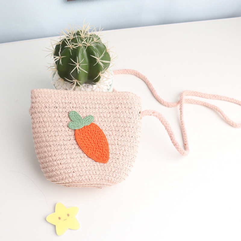 Kid Baby Girls Messenger Bag Cute Beach Fruit Straw Crossbody Bag Summer Outdoor
