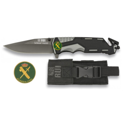 NAVAJA TACTICA RUI ACERO INOX HOJA 9,4 CM GUARDIA CIVIL GRIS/NEGRA SUPERVIVENCIA