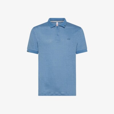 Polo SUN68 IN 100% Linen Мужская модель Polo Linen Solid A33133 Blue E2023