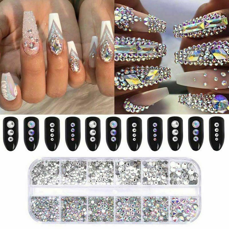 Kristall Nagel Glitzersteine Straßsteine Flat Back 3D Nail Dekoration @97k DE