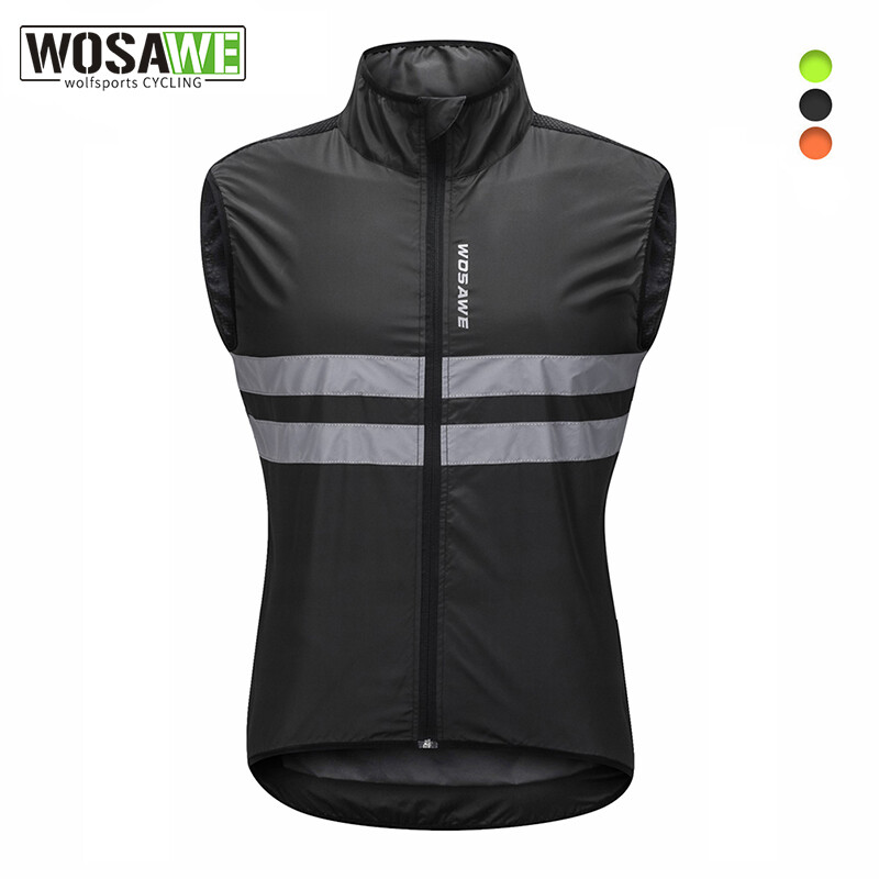 WOSWE Cycling Bike Vest Collared Foldable Jacket Wind-Resist