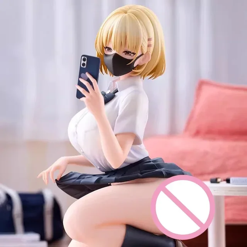 Anime Girl Squatting Yuanyuan 14cm PVC model decoration Figure doll toy with box
