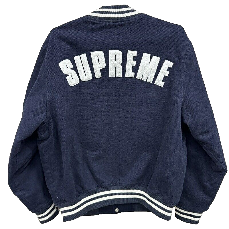 Supreme X New Era 20SS MLB Varsity Jacket Navy Size L Logo Supreme