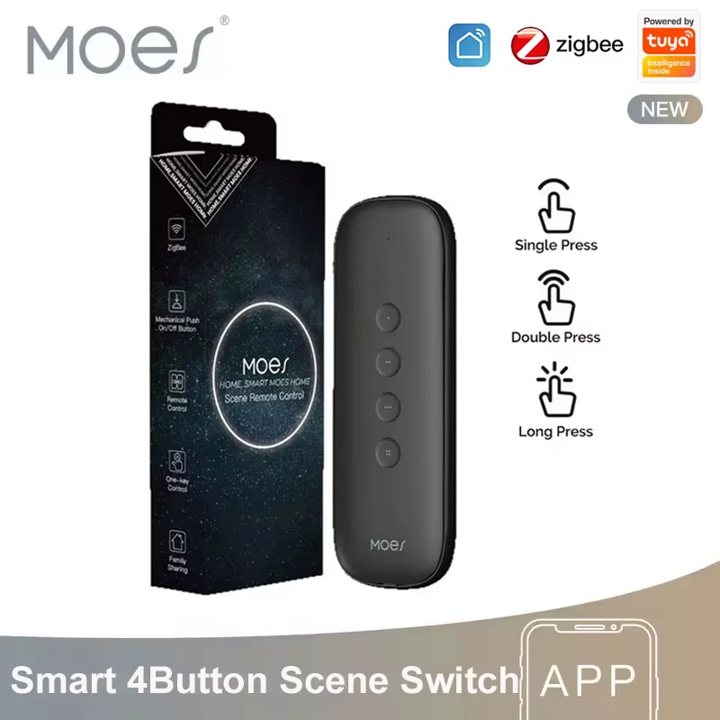 Tuya ZigBee 3.0 Smart 4Button Scene Switch Portable Wireless Lighweight 12 Scene
