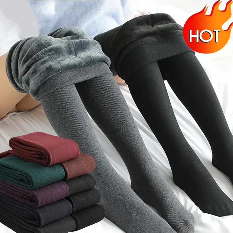 Women'S Thermal Winter Tights Fleece Lined Sheer Velvet Pantyhose Thick Warm Leg