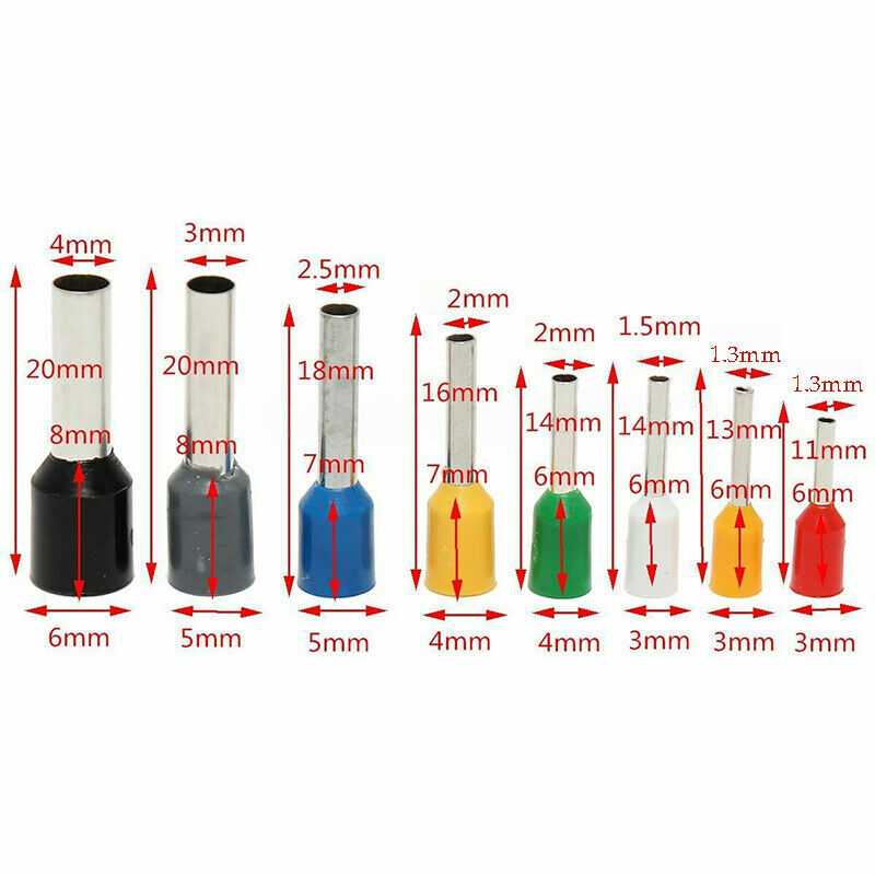 400pcs Wire Copper Crimp Connector Insulated Cord Pin End Terminal AWG 22 -10 BE