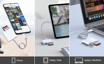 3in1 USB Stick SD TF Card Reader Type C OTG Adapter For iPhone All Devices