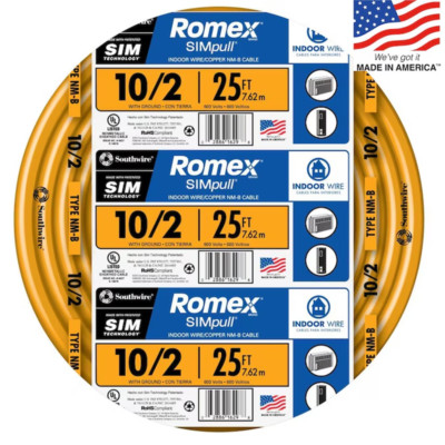 10/2 Romex Simpull Solid Indoor CU NM-B W/G Individual Pack (By-The-Roll)