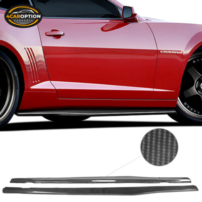 Fits 10-15 Chevy Camaro IKON Style Side Skirts Extension Lip LH RH Carbon Fiber