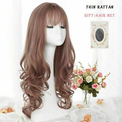Women Wig Long Curly Big Wave Wig with Bangs Black / Brown /  Grey Cosplay Wigs