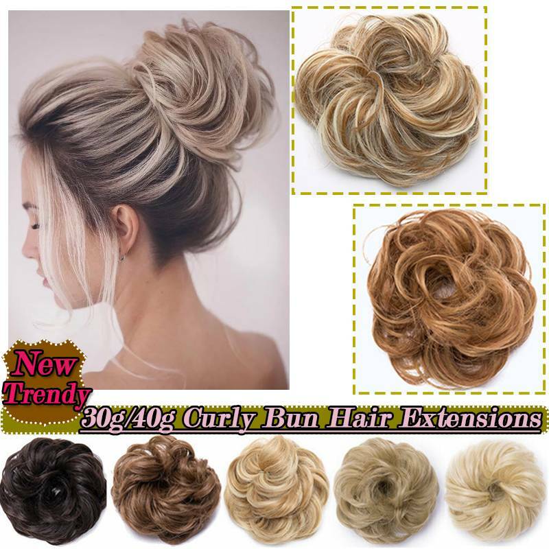 Elegant Natural Curly Messy Bun Hair Pieces Scrunchies Chignon