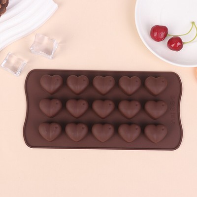 15 Hole Three-dimensional Heart-shaped Silicone Mold DIY Chocolate Baking Mo WY4