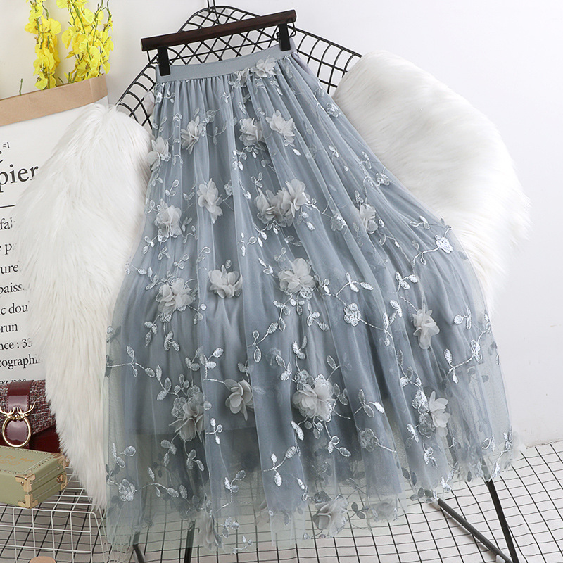 Donna Floreale Ricamo 3D Fiore a Strati Swing Fairy Mezza Abito da Cocktail