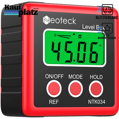 Winkelmesser Digital LCD Neigungsmesser Inklinometer Wasserdicht Rot für