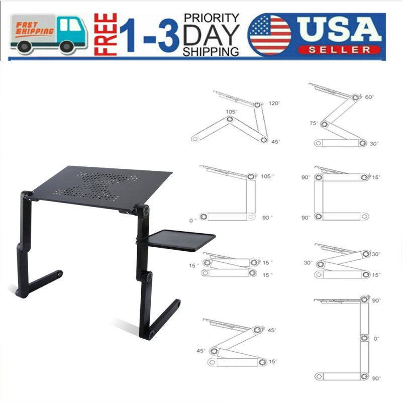 US 360&deg;Adjustable Laptop Table Stand Lap Sofa Bed Tray Fold
