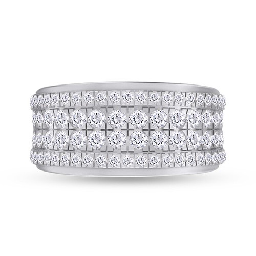 2 Ct Round Diamond 4 Row Engagement Wedding Band Ring 14K Solid Gold Lab Grown