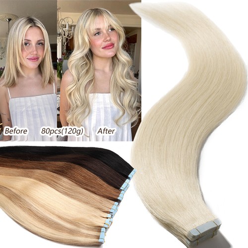 CLEARANCE Tape In Remy Human Hair Extensions Skin Weft Full Head US Stock 80PCS