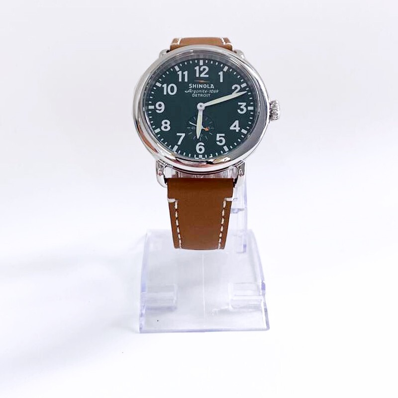 Pre-owned Shinola Classic  Runwell Green Dial With Tan Leather Strap Men Women Watch 41