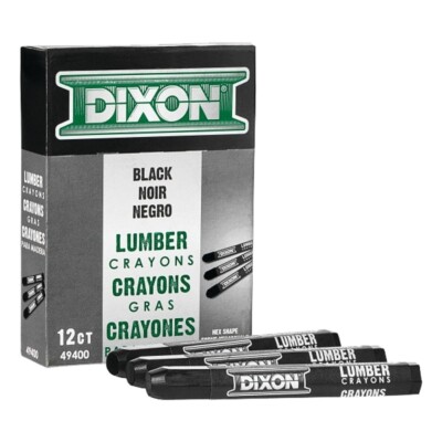 DIXON LUMBER CRAYONS 12 PACK BLACK #49400 HEX SHAPE FAST SHIPPING!!! 6846588
