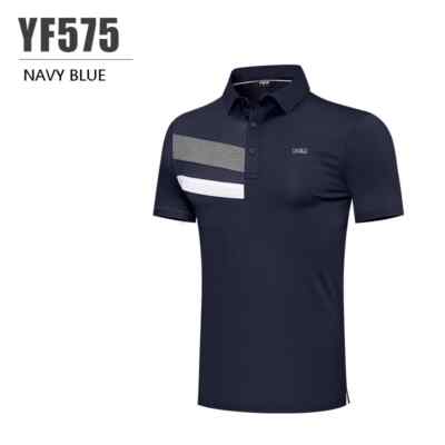 PGM Men Striped Golf Polo Shirt Male Quick Dry Tops Elastic Breathable T-Shirts