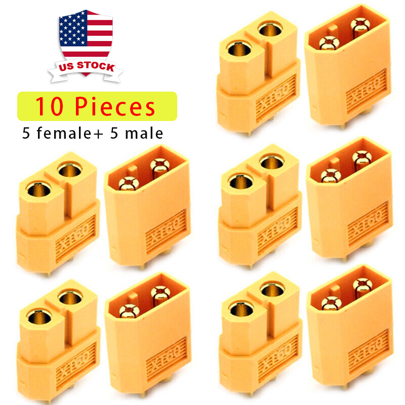 Amass XT60 Connectors Plugs 5 Male + 5 Female Bullet For RC 